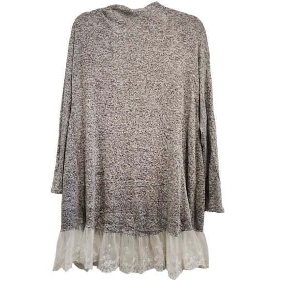 Grey open front cardigan with lace - Picture 2 of 2